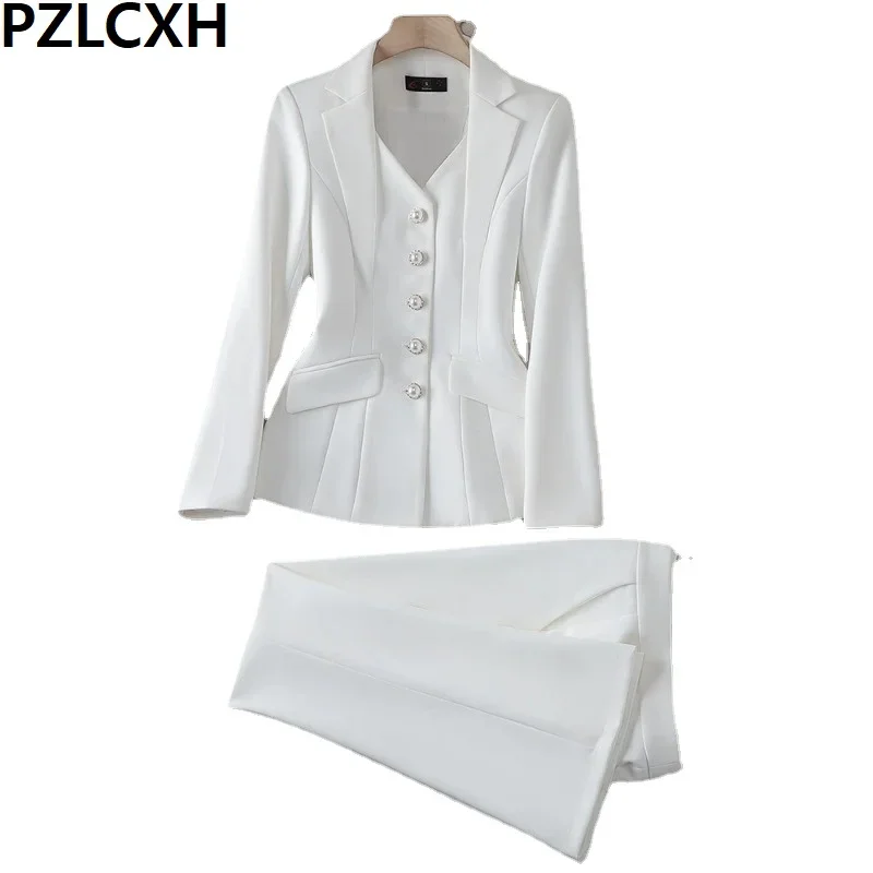 

Pzlcxh Solid Suits Women 2024 Fashion Office Ladies Single Breasted Long Sleeve Blazer Women Chic Slim Suits Pants Set Versatile