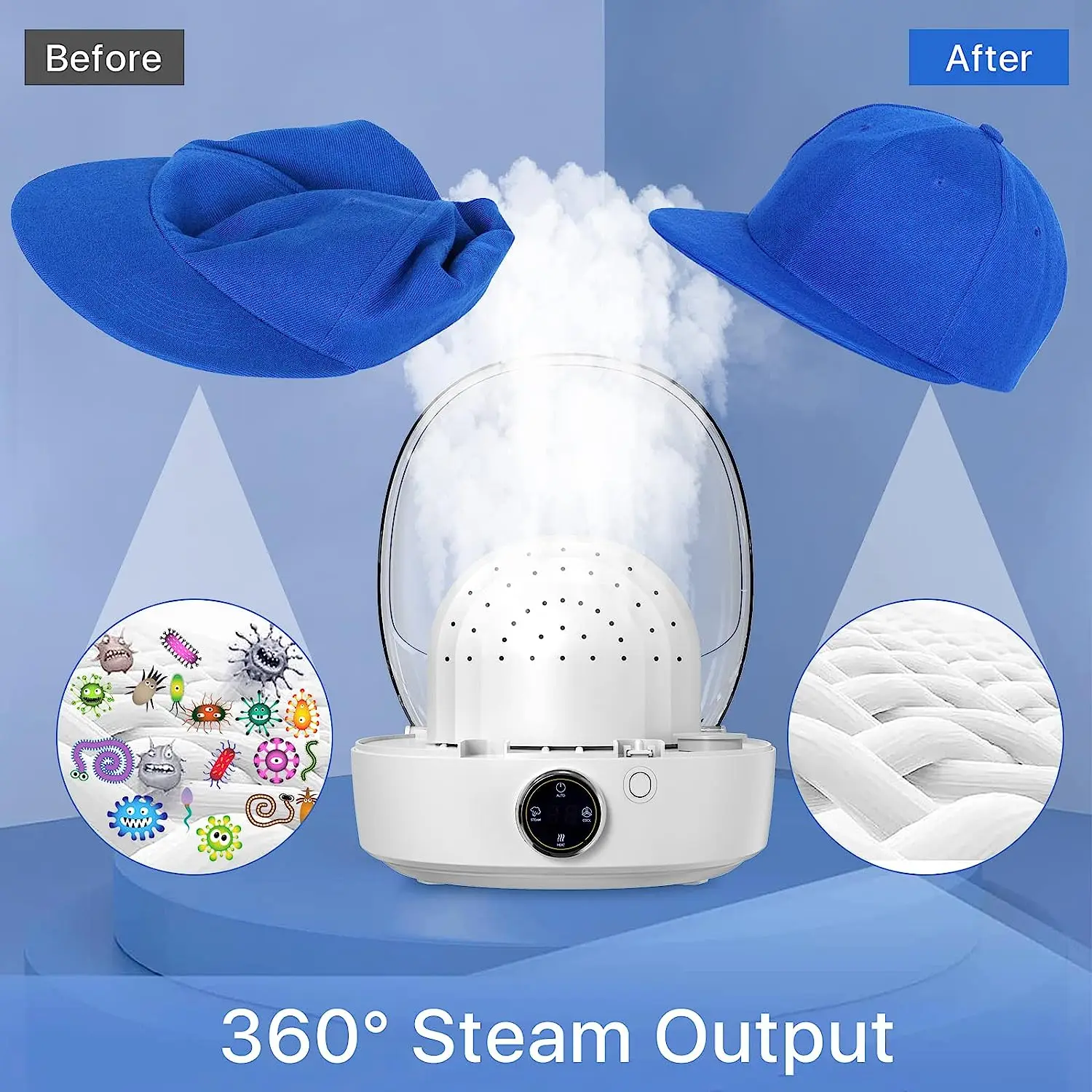 Hat Care Machine for Iron and Dry,Restore Misshapen Hat/Cap Natural Shape with Steam and Hot&Cold Wind,Keep Your Hat/Cap Clean a