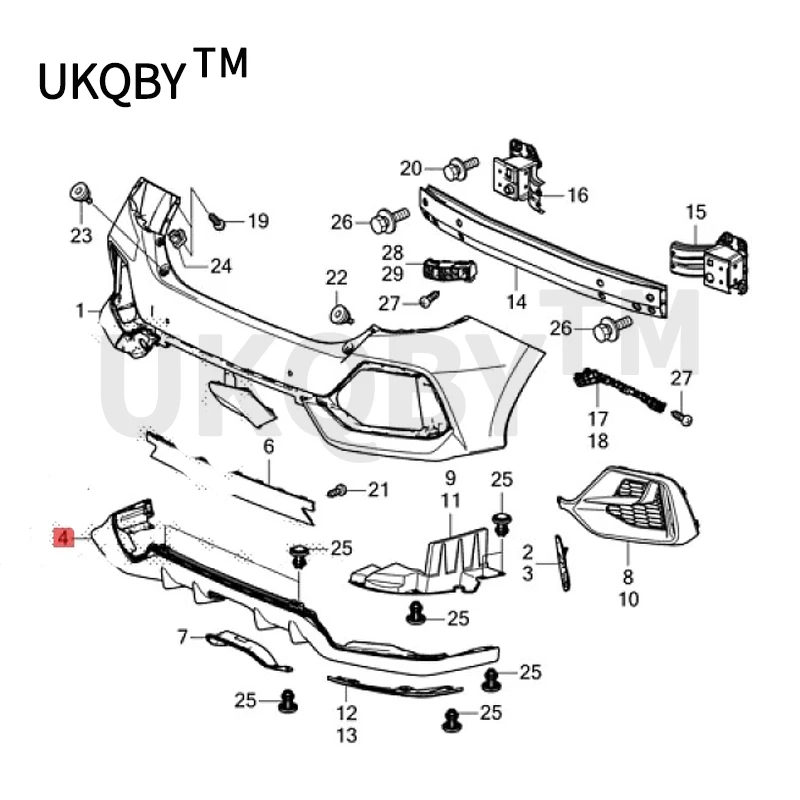 Rear Bumper Trim Applicable to Rear bumper lower trim Honda Civic