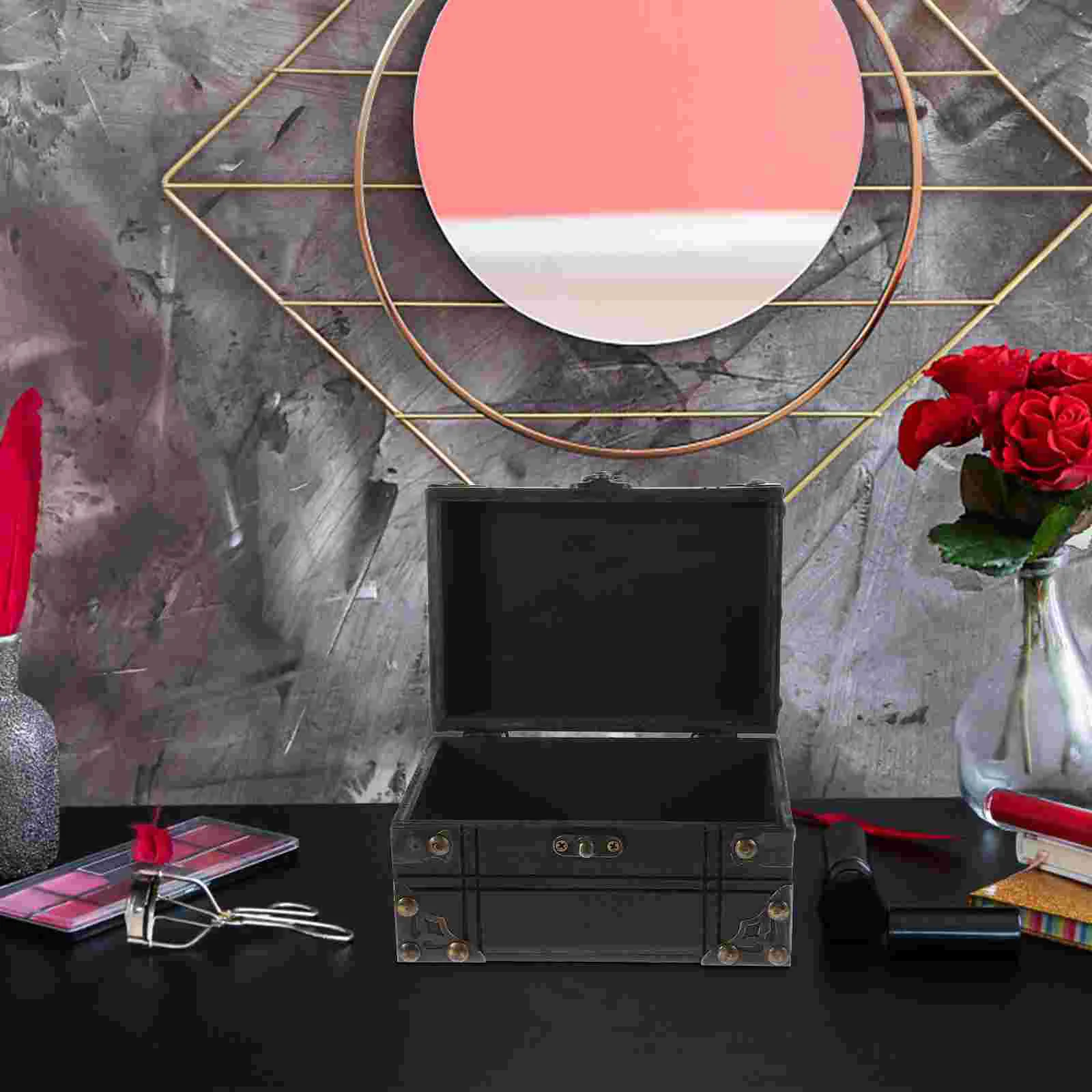 

Vintage Storage Box Wooden Chest Jewelry Holder Photo Prop Treasure Trinket Pirate Unique