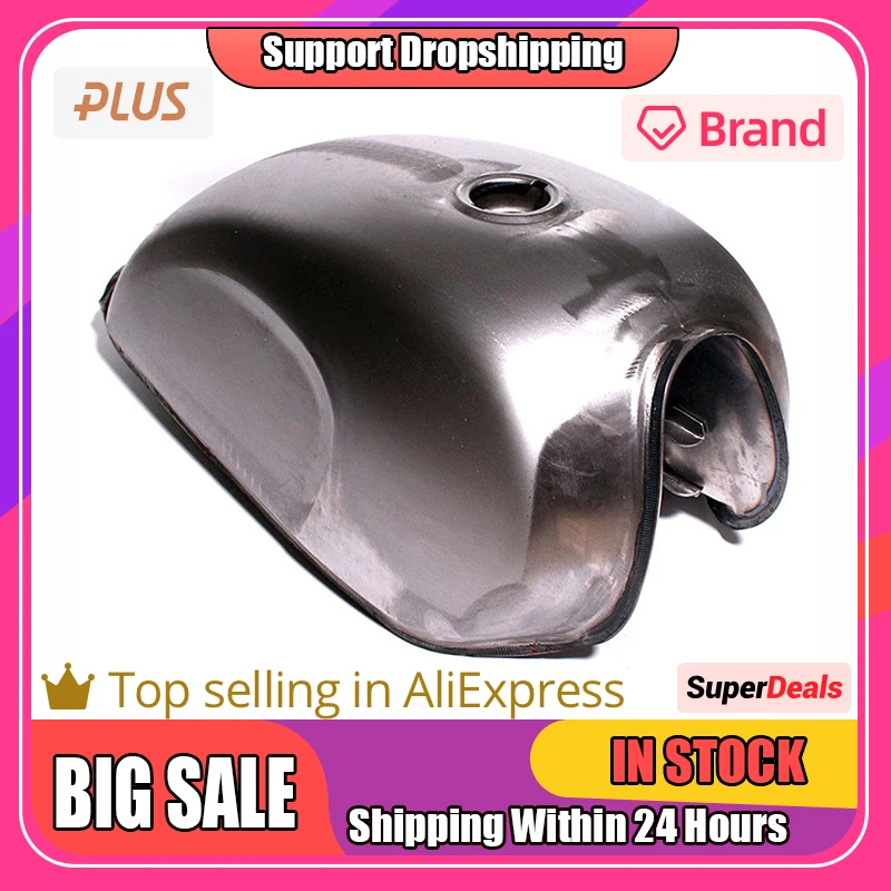 9l Universal Motorcycle Gas Fuel Tank Oil Box Raw Bare Metal Cafe Racer