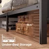Rolanstar Twin Bed Frame with LED Headboard Underbed Storage Metal Platform Bed with Charging Station and Glass Panels 6