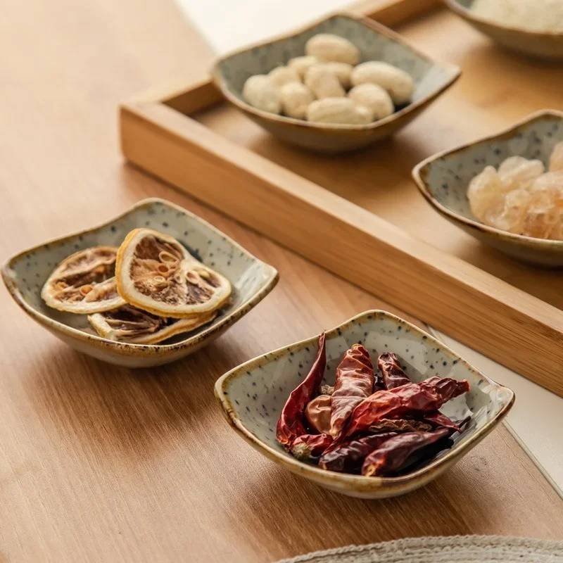 Retro Creativity Cartoon Ceramic Plate, Japanese Fish and Shrimp Print Hoisin Sauce Seasoning Plate Home Kitchen Tableware