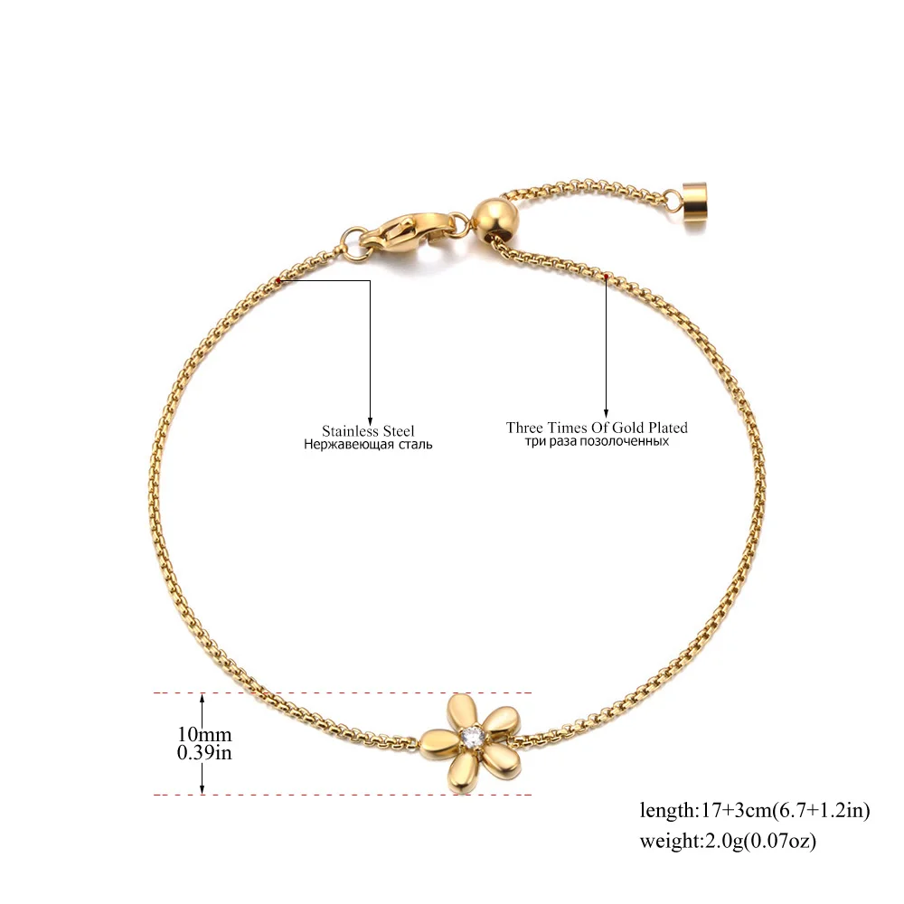 JeeMango Neuheiten Edelstahl Zirkonia Blumen Alltagsarmbänder für Frauen Vielseitiger Beliebter Charm-Schmuck Geschenk B25002 – Detail 1