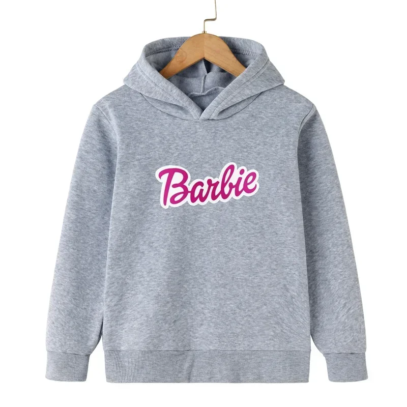 thumbnail image 1 of Sudadera con capucha de forro polar con estampado de dibujos animados de Barbie para niña, sudadera Kawaii de manga larga, ropa para bebé, primavera y otoño, 1 of 5
