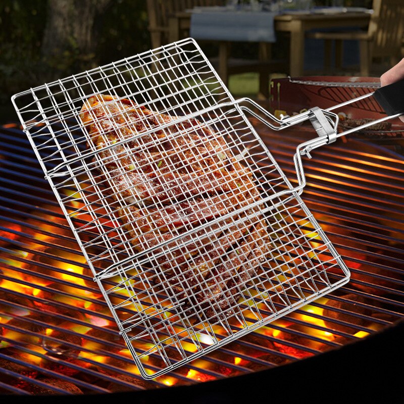  304 Stainless Steel BBQ Mesh Non Stick Grilling Basket Grill Mesh Mat Meat Vegetable Steak Picnic Party Barbecue Tool 