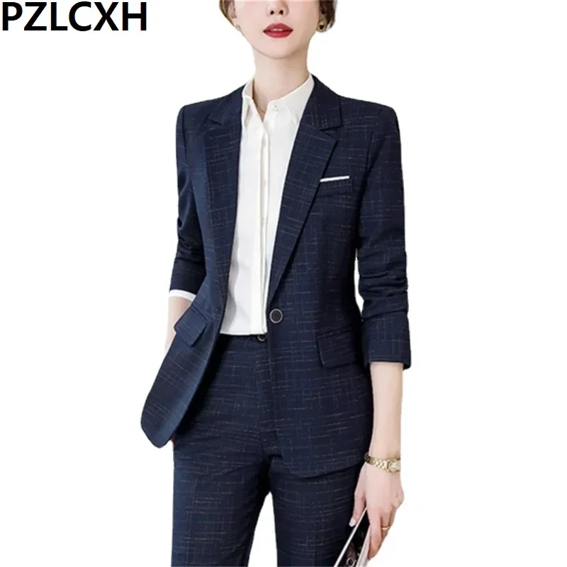 OL Business Pants Suit Women New Fashion Temperament Long Sleeve Slim Blazer Trousers Office Lady Formal Interview Work Wear