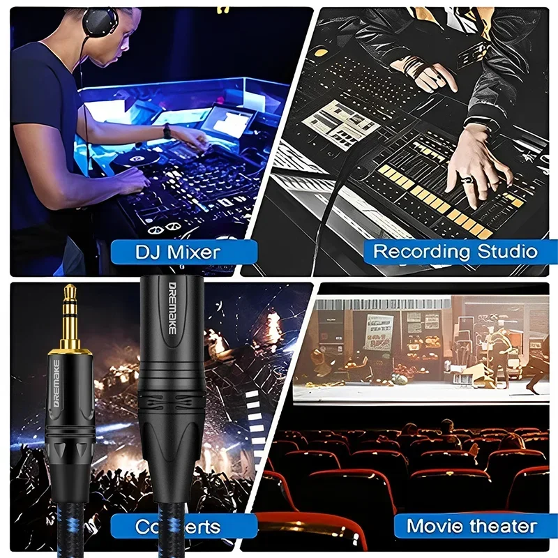 Dremake-cabo de Áudio Xlr para 3.5 mm Cabo de Áudio Auxiliar Não Equilibrado 3.5 mm ou Cabeças Macho para Xlr Adaptador de Pinos Fio Auido para Amplificador de pc e Telefones - Image 5