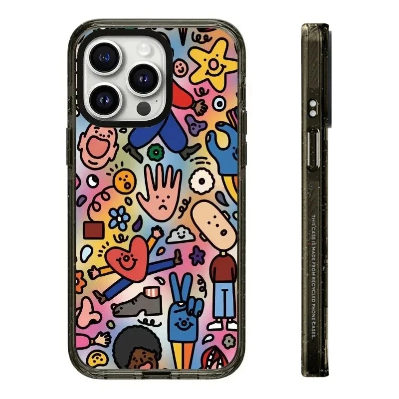 

Cartoon Graffiti 2.0 Acrylic Black Border iPhone 11 12 13 15 14 Pro Max Protective Case, Fits iPhone 15 Pro Max