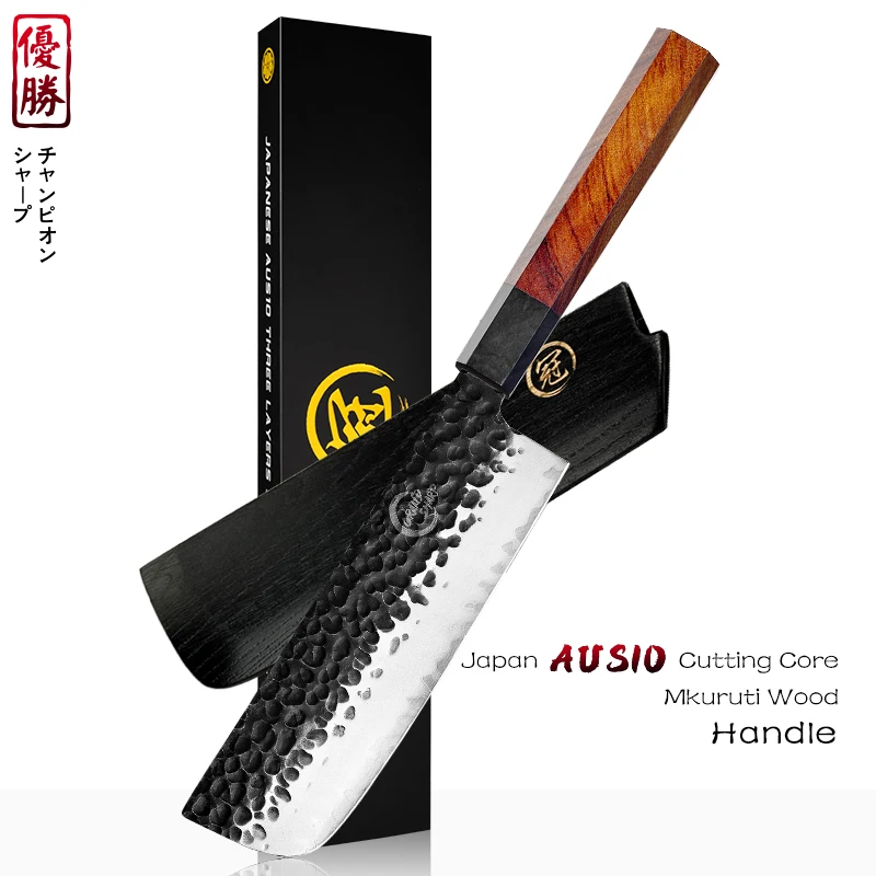 

Hot Professional 6.7 Inch Nakiri Knife Hand Forged Kitchen Knives Japanese AUS10 2-Layer Steel Natural Wood Handle GRANDSHARP