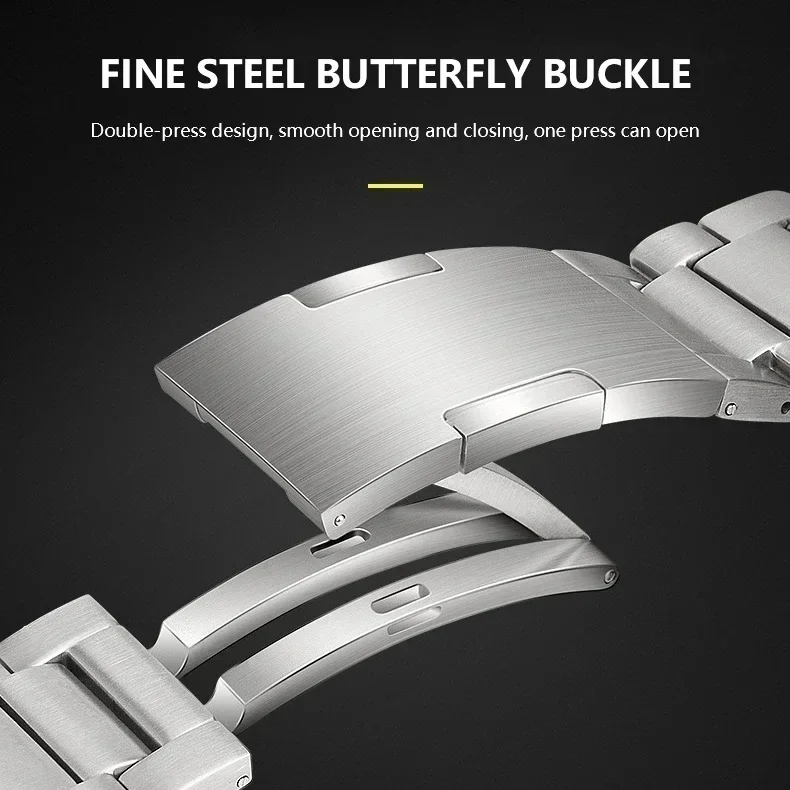 Elegant Titanium Metal Strap Luxury Business Wristband with Link Bracelet Design, 20/22mm