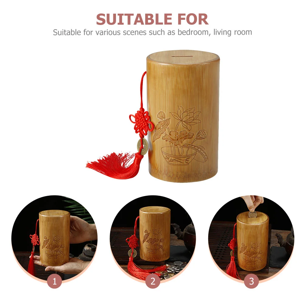 Decorations Container Bamboo Piggy Bank Child Dating Home Ornaments Chinese Coins Goods Money Saving Jar 3