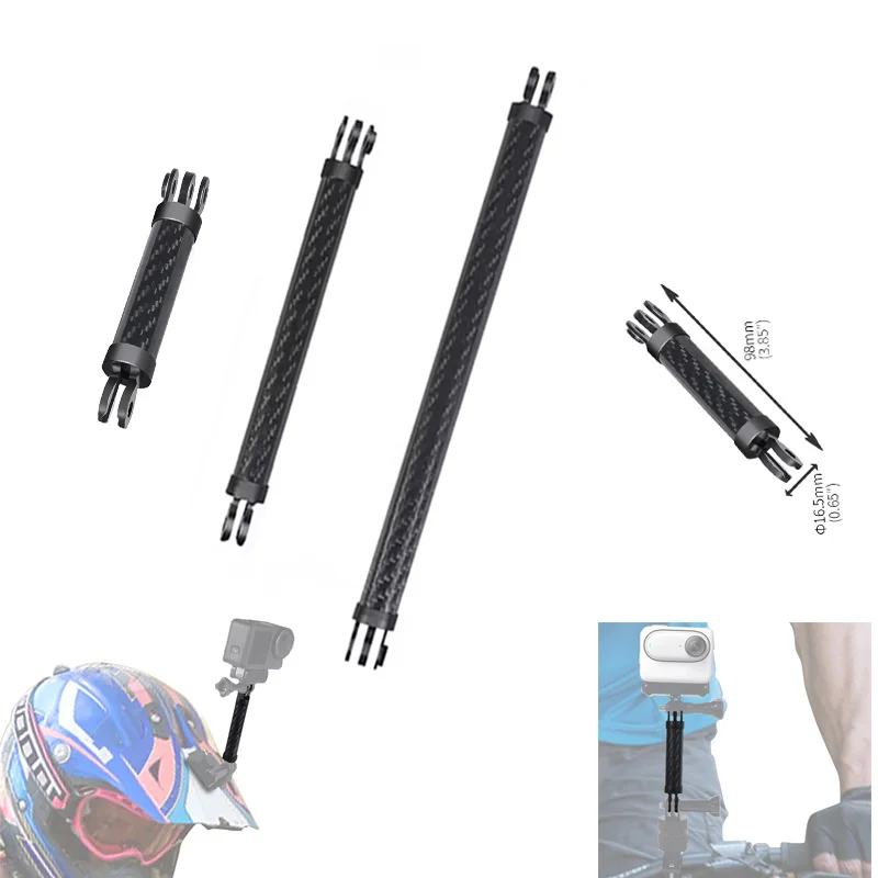 Carbon Fiber Selfie Helmet Extension Arm Lengthened Rod Tripod