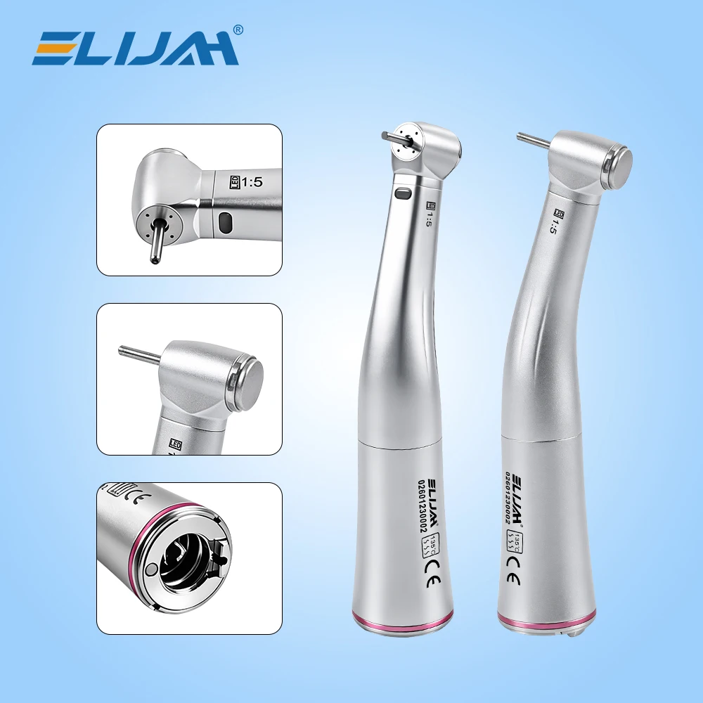 Dental 1:5 Winkelstück Standard & Mini-Kopf für Restaurative Zahnmedizin, Chrombeschichtet, Glasfaser, 200K U/min, 4 Sprühstrahlen