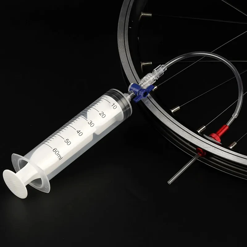 MTB Rennrad Tubeless-Reifen Flüssigkeits-Einspritzwerkzeug 60ml Reifendichtmittel-Spritze Fahrradzubehör Ventilkern-Entfernungswerkzeug Optional – Detail 11