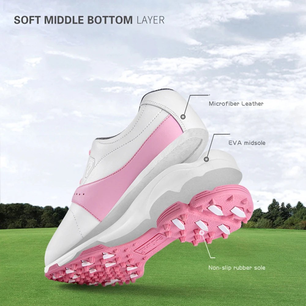 PGM Golf Shoes Women's New Waterproof Microfiber Shoes Anti-Slip Super Soft Midsole Sneakers