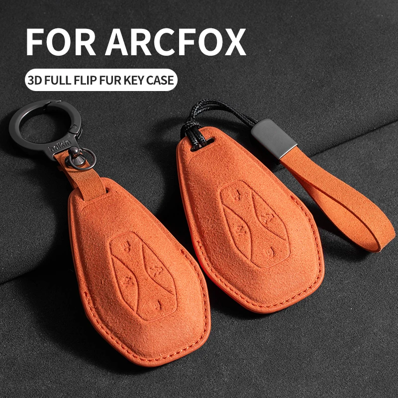 

Suede Leather Car Key Case for ARCFOX Alpha S Alpha T ΑS ΑT GT ECF ARCFOX-7 Car Key Cover Protector for ARCFOX