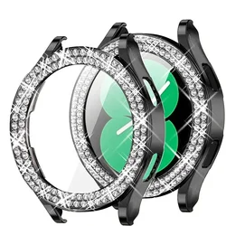 Bling Fashion Two - Row Diamond Bumper Watch Case Cover - Galaxy Watch4 40 (Black)
