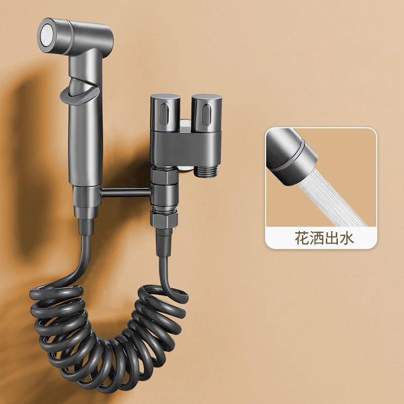 Hygienic shower toilet bidet sprayer shower head double outlet angle valve wall-mounted double outlet bidet toilet accessories 2
