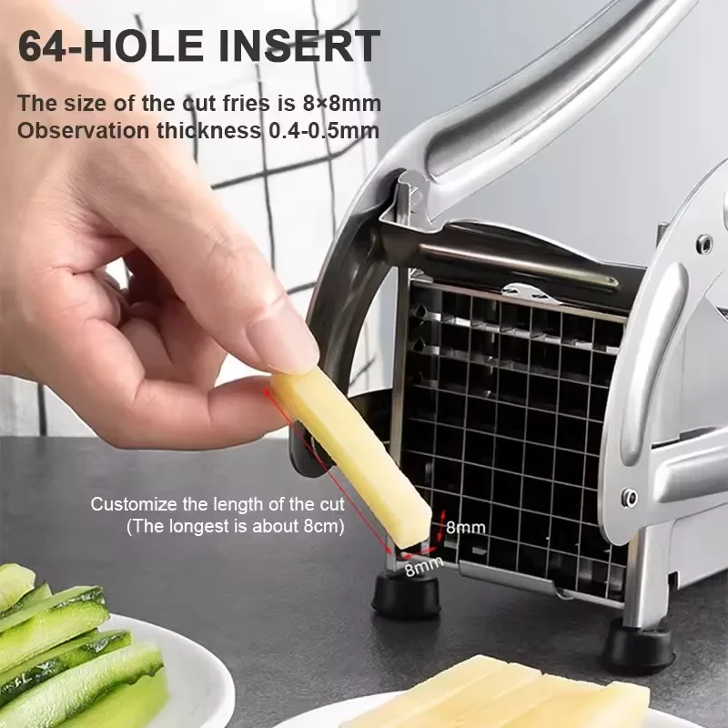 Vegetable Slicer French Fry Cutter Professional Potato French Fry Cutter Machine 2 Blades Stainless Steel Manual Vegetable Potato Slicer Kitchen Gadgets