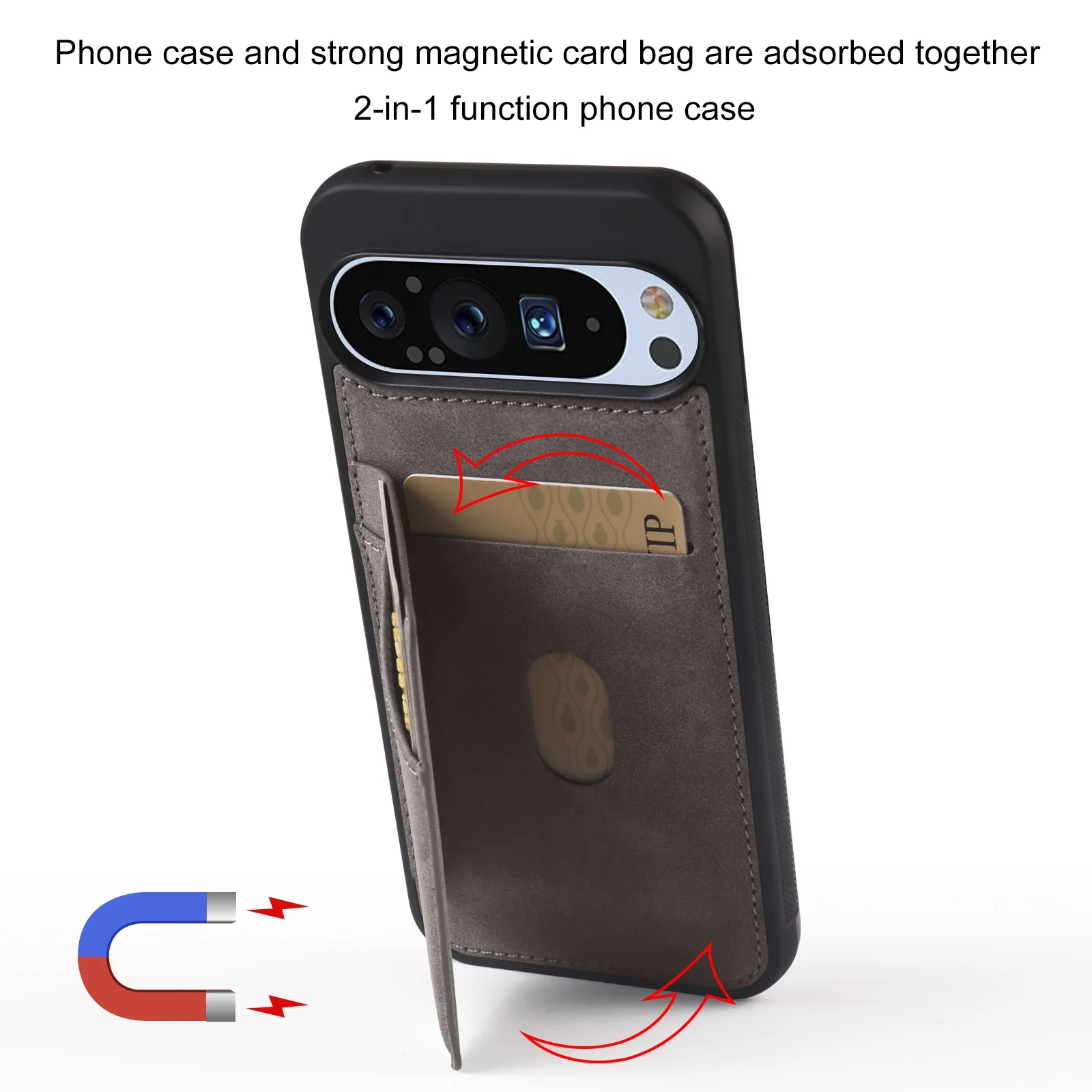 Elegant PU Leather Phone Case with Magnetic Card Slot and Holder