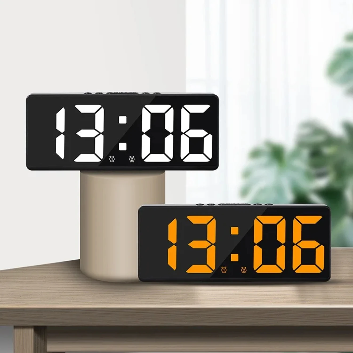 Two Sets of Minimalist  Alarm Clocks - Korean Fashion Style with Big  Digital Display  Bedrooms 3