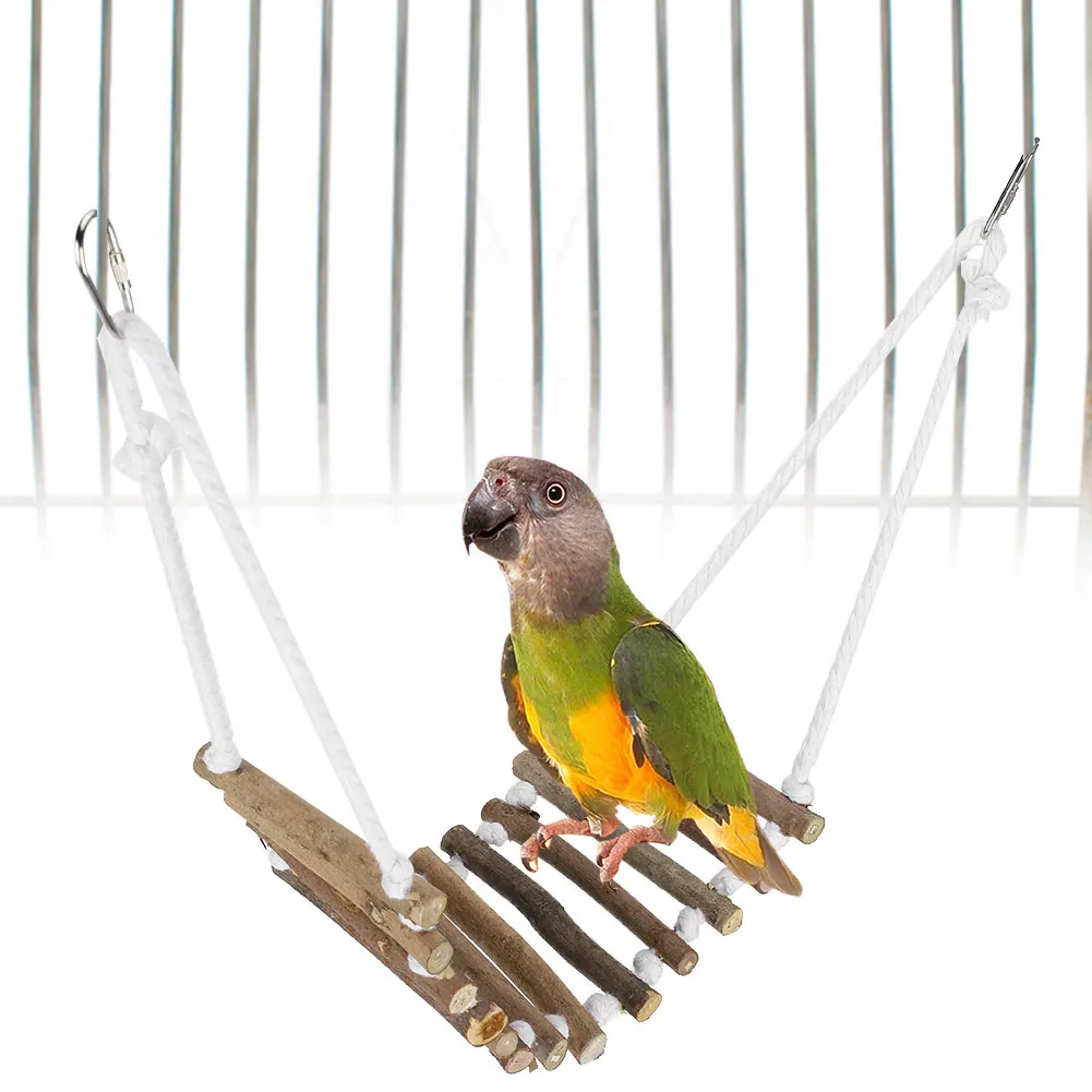 Parrot Log Drawbridge Wooden Ladder, Flexible Swing Bridge, Bird Bite Training Toy