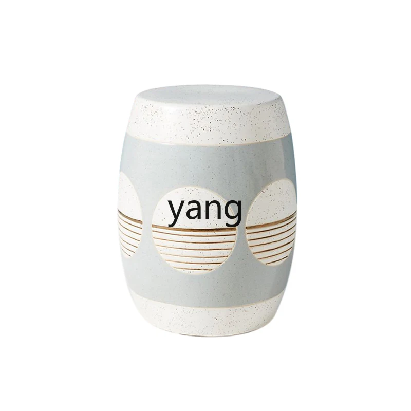 

L'm'm Carved round Stool Retro Living Room round Tea Table Bedroom Makeup Stool Light Luxury Hand-Painted Art