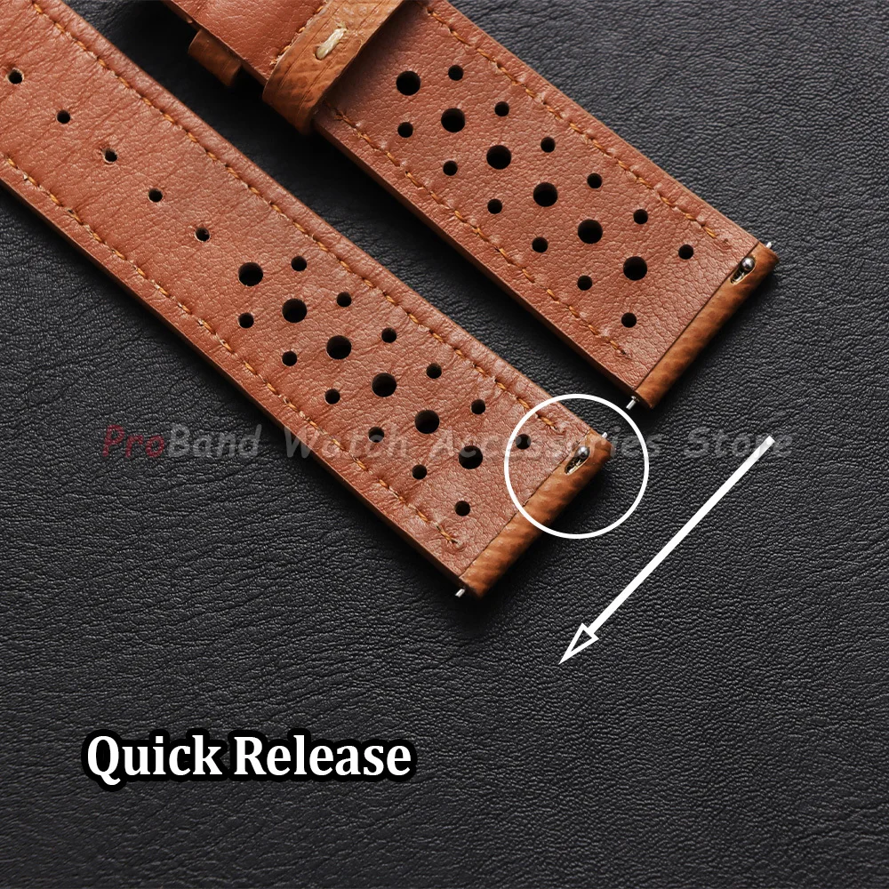 Vintage Genuine Leather Watch Band - Universal Cowhide Strap with Breathable Design