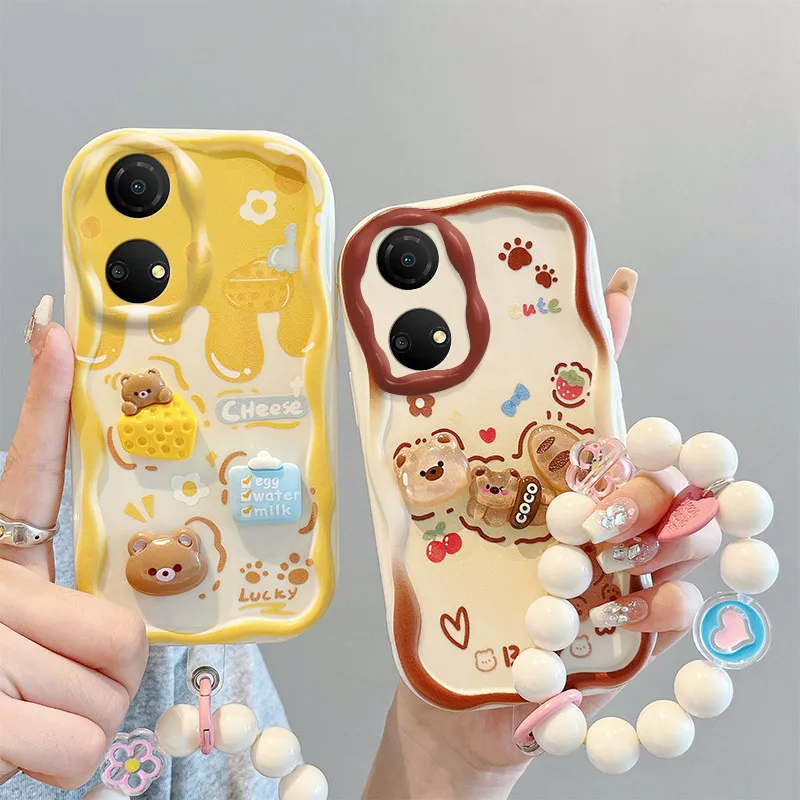 

3D Fashion Luxury Adorable Doll Cartoon Soft Silicon Phone Case On For Huawei Honor Play 30 Plus 30Plus Wristband Back Cover