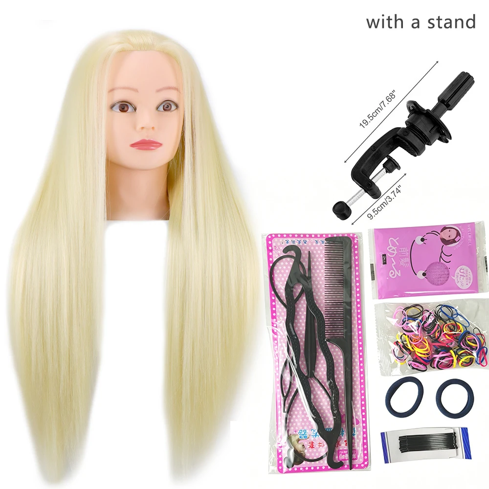 Professional 65cm Synthetic Hair Mannequin Head for Hairstyling and Hairdressing Training