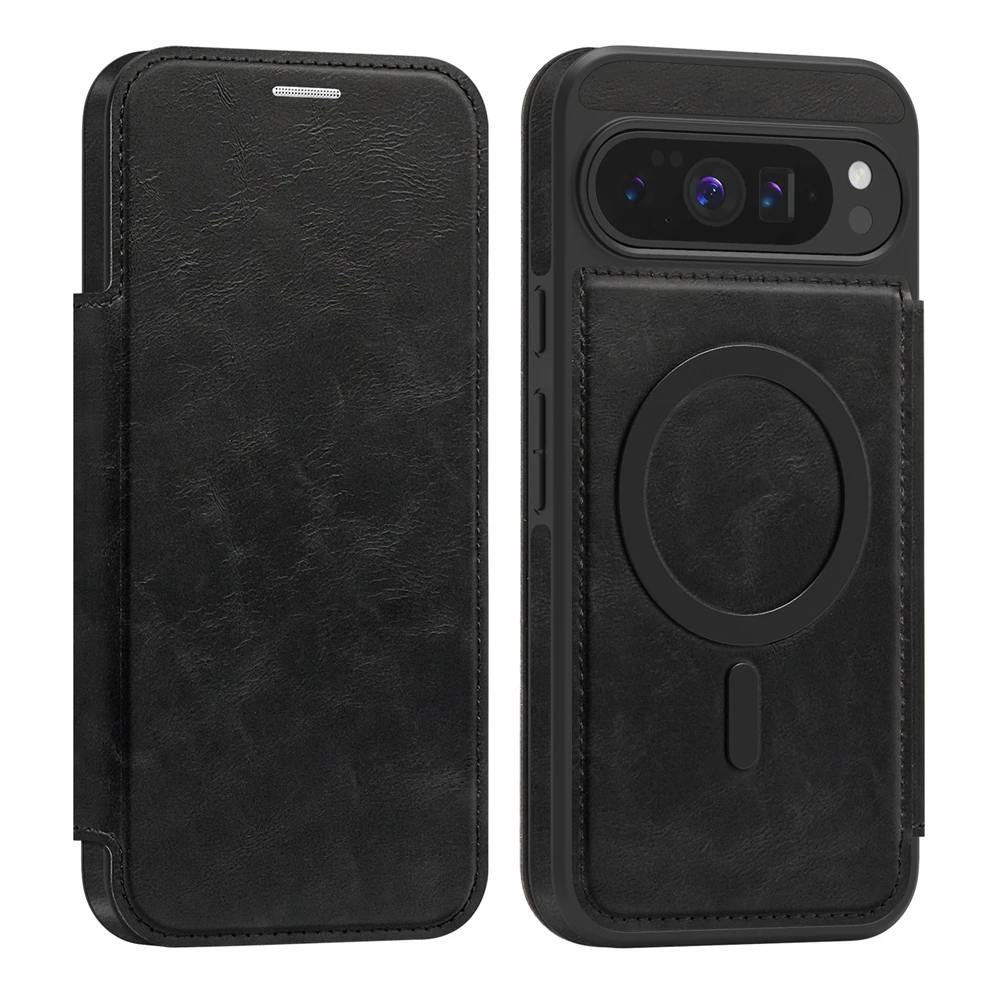 Magnetic Leather Flip Case with Card Slot and Magsafe Compatibility