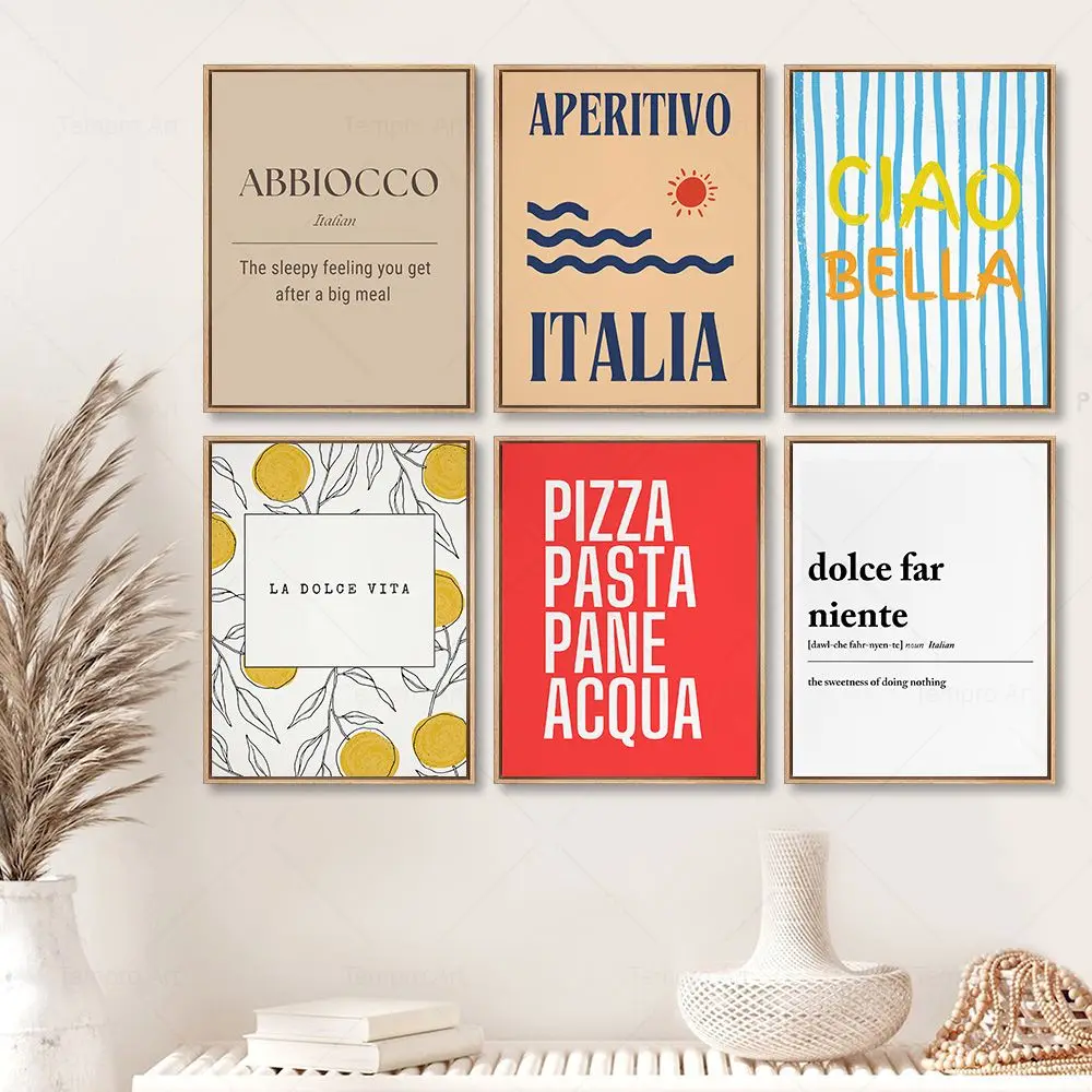 

Italian Food Definition Wall Art Canvas Painting Poster Aperitivo Print Wall Picture Kitchen Bar Cart Minimalist Home Decoration