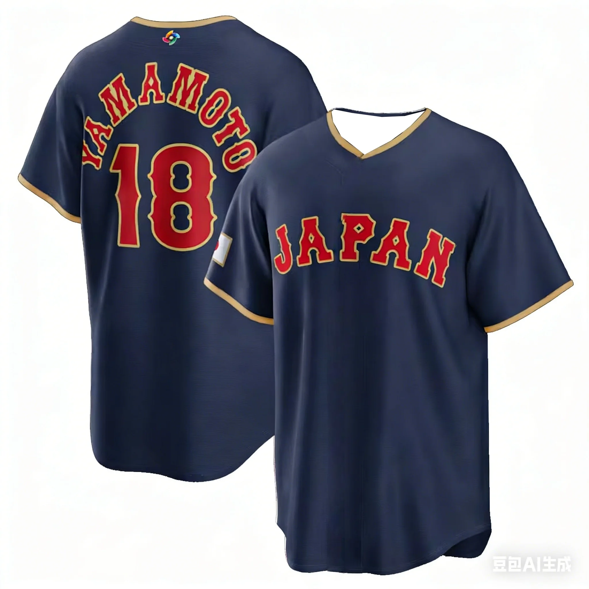 2026 Neues Japan Baseball Trikot Okamoto 25 Herren Navy WBC FamilyMatching Baseball Shirt Kurzarm Fan Version Sportbekleidung