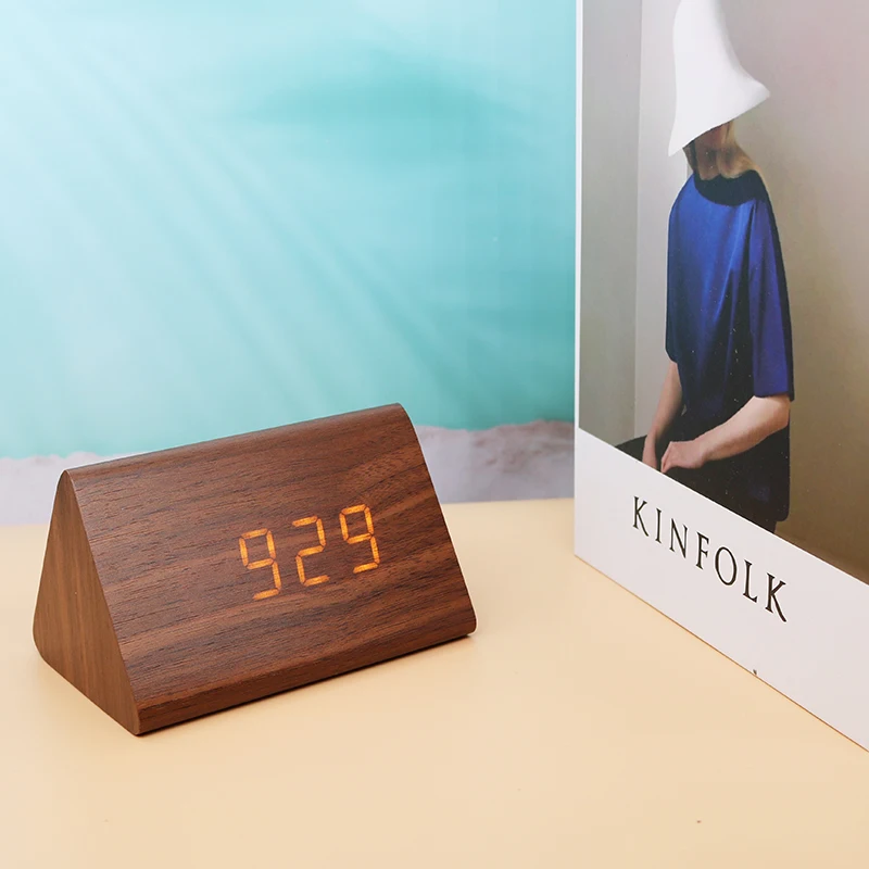 Description Picture 4 of itemWooden Digital Alarm Clock Time Date Temperature Display Desk Clocks for Bedroom Living Room Bedside Office NIDITON
