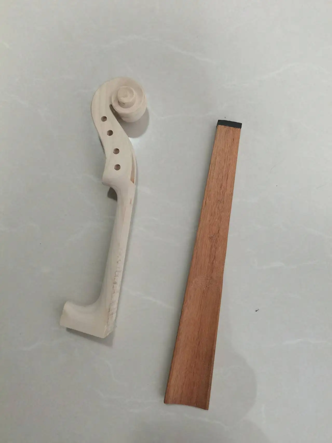 Unfinished 4/4 3/4 1/2 1/8 Violin White Neck Head+ Natural Ebony Fingerboard Violin Parts Unvarnished