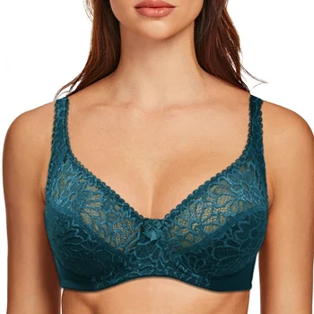 Plus Size Bras For Womens Lace Sexy Bra Perspective Underwire Female Lingerie BH Tops C D DD E F Cup 1