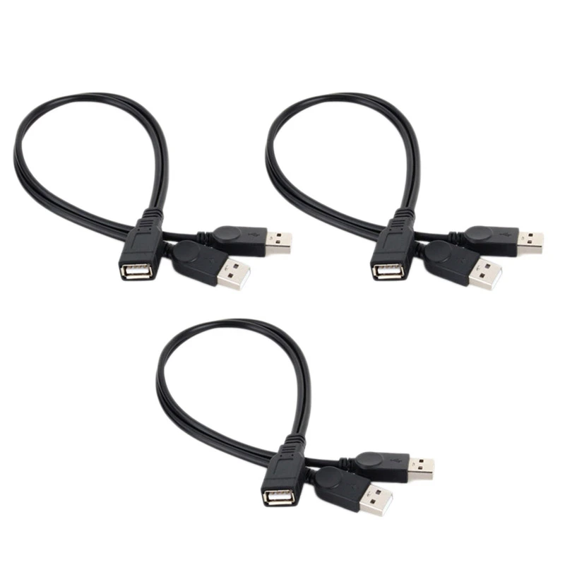 

USB-Кабель-адаптер, 1 гнездо на 2 штекера, Y-Сплиттер, кабель-удлинитель для синхронизации данных и зарядки, шнур, конвертер USB 2,0 для ПК