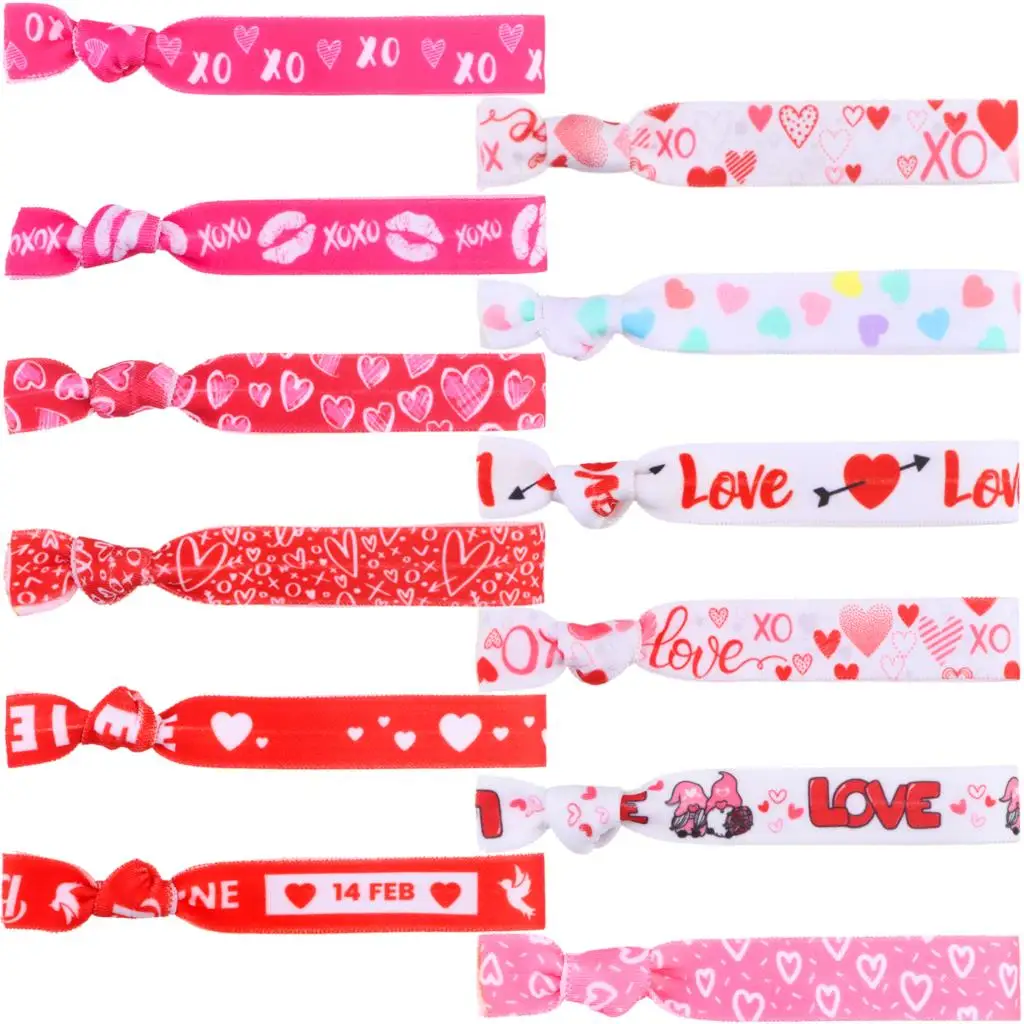 36 Pieces Happy Valentine's Day Hair Ties Valentine No Crease Hair