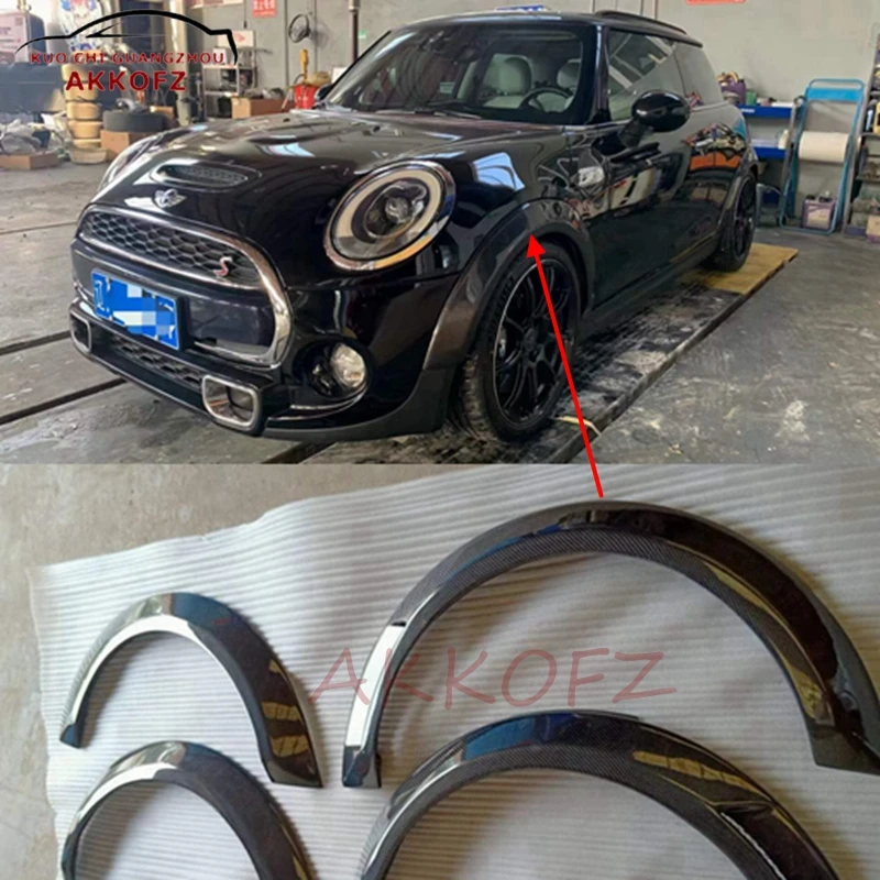 

4PCS Car Real Carbon Fiber Wheel Eyebrow Eyelids Fender Arches Flares Trim Cover Sticker For BMW Mini F56 F55 Cooper S 2014-2021