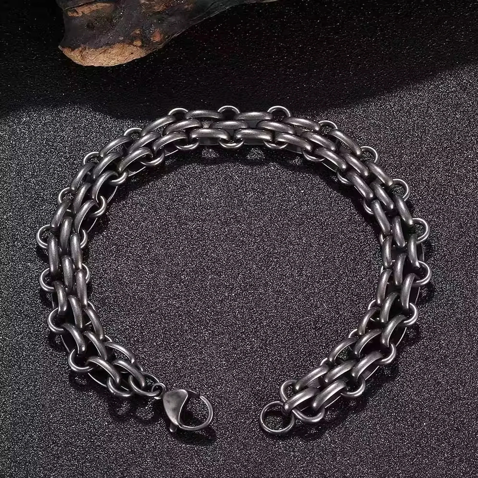 Handmade Vintage Black Stainless Steel Motorcycle  Chain Link Wire Bracelets Unisex