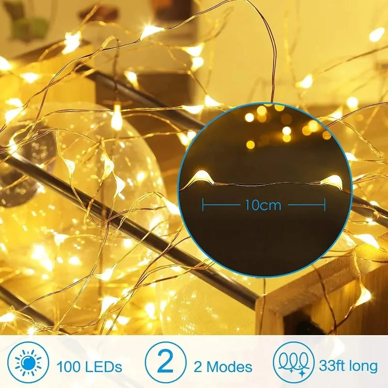 LED String Lights 1PC LED Small Lights Christmas Bouquet Decor Atmosphere Copper Wire Color Lights Battery Box Strip