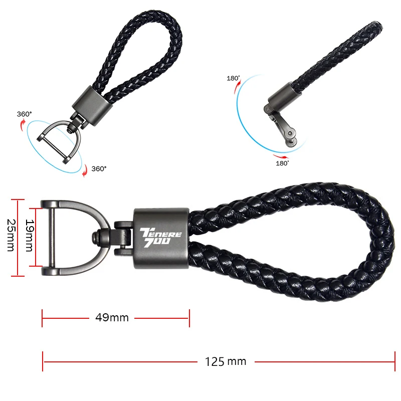 FOR YAMAHA TENERE 700 Tenere700 XTZ 700 T700 Accessories Custom LOGO Motorcycle Braided Rope Keyring Metal Keychain
