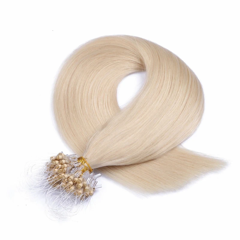 18-24inch Micro Ring Remy Human Hair Extensions Mongolian Straight #613 Pre Bonded Micro Loop Fusion Human Hair Extension