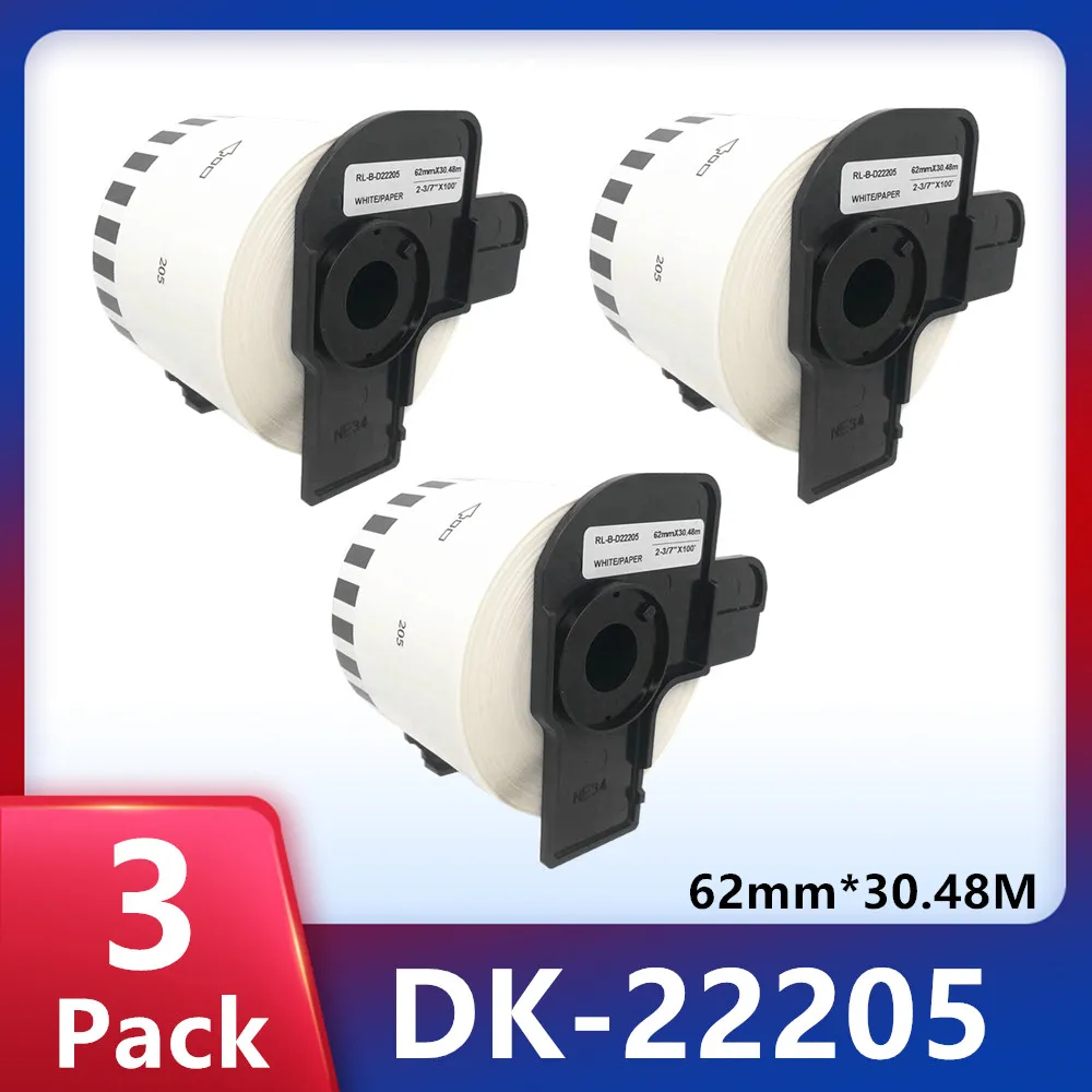 

1/2/3 DK-22205 62mm*30.48m White Compatible Thermal Paper TAPE DK22205 DK-22205 DK 22205 compatible for Brother QL Label Printer