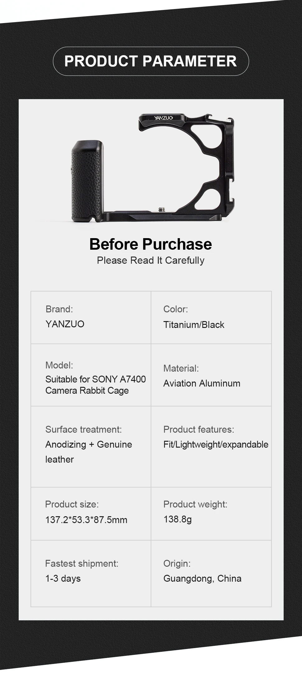 Suitable For Sony A6400 Camera Rabbit Cage Tripod Video Shooting Protection Fram