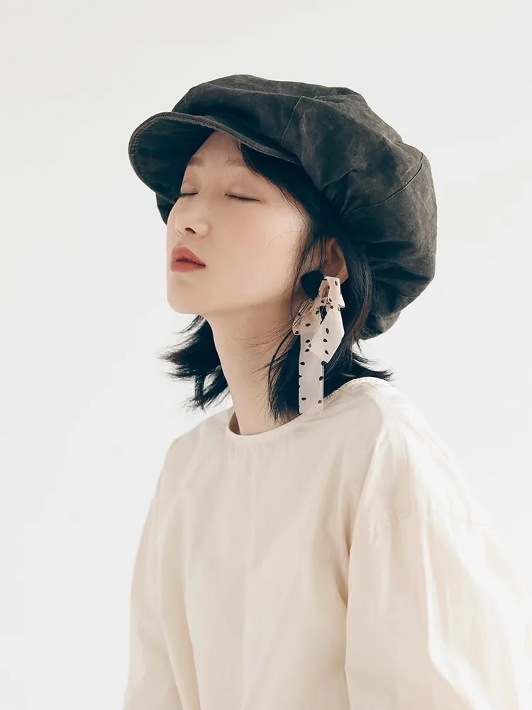 The original designer left cloud hat autumn-winter persimmon dyed art painter hat woman