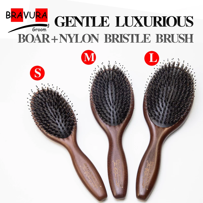 

Pet Grooming boar bristle Handle Brush Comb for Massage,Soft, Smooth Dogs & Cats Accessories