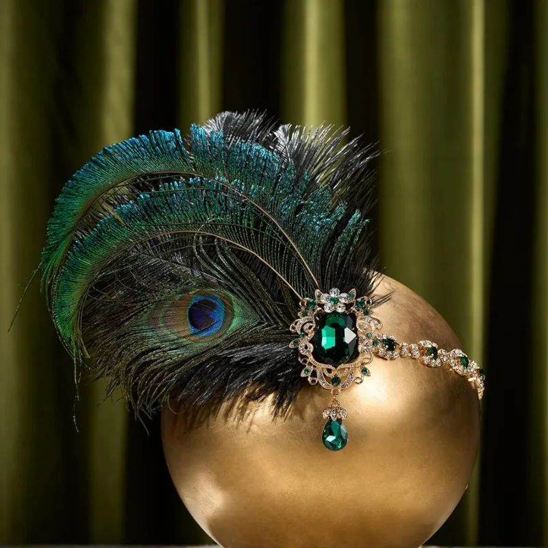 Fascinator di piume di pavone anni '20 Fascia per capelli