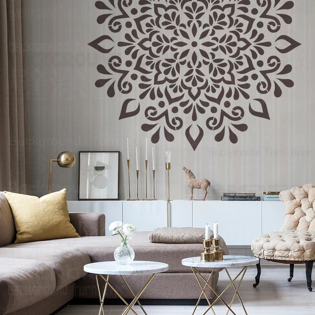 70cm - 110cm Stencil da parete per modello di pittura produttori di mobili  decorazioni Decorative stucco grande grande Mandala soffitto rotondo S064 -  AliExpress